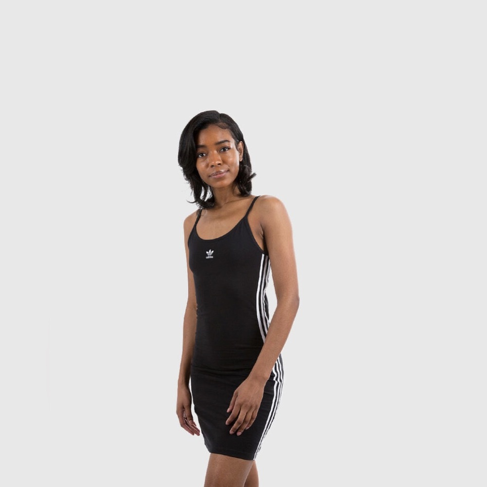 Classic Adidas Originals Spaghetti Strap Mini Dress in black